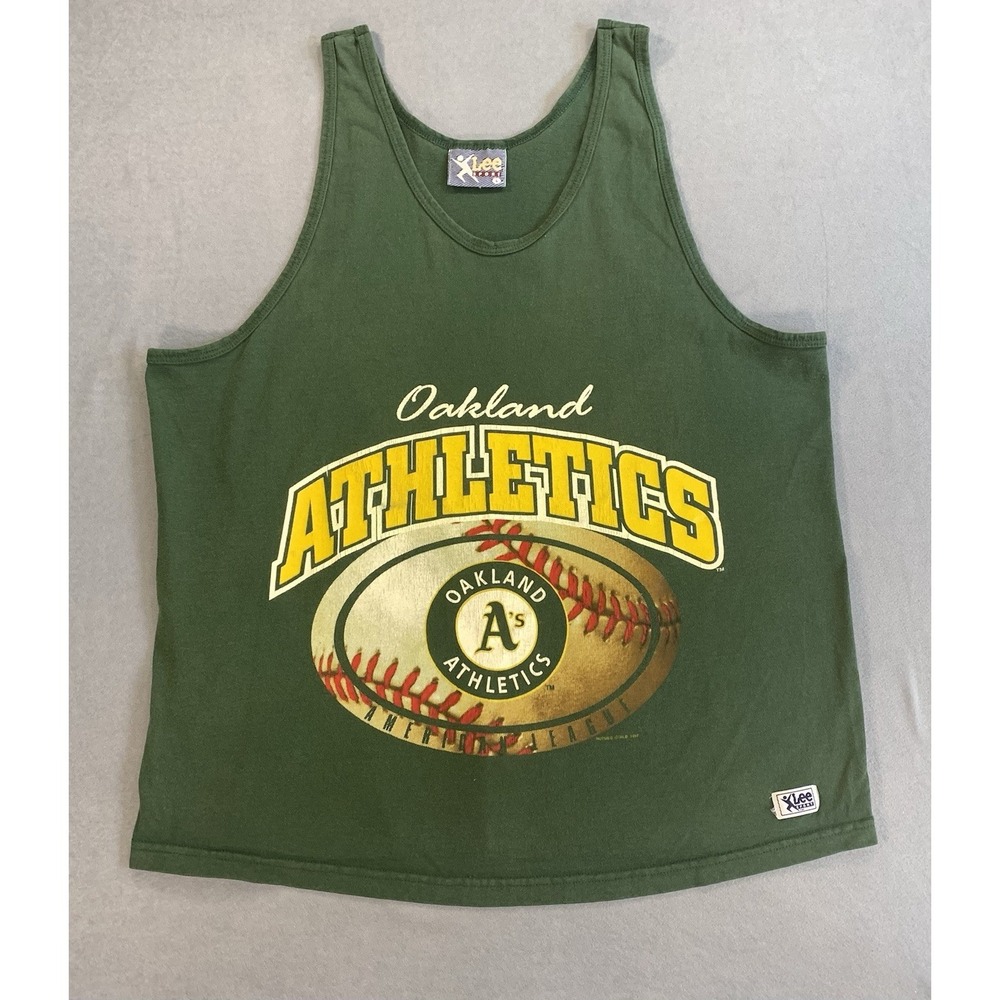 90s Vintage NUTMEG LEE Sports Oakland A's Tank Top Shirt Mens L MLB Baseball
